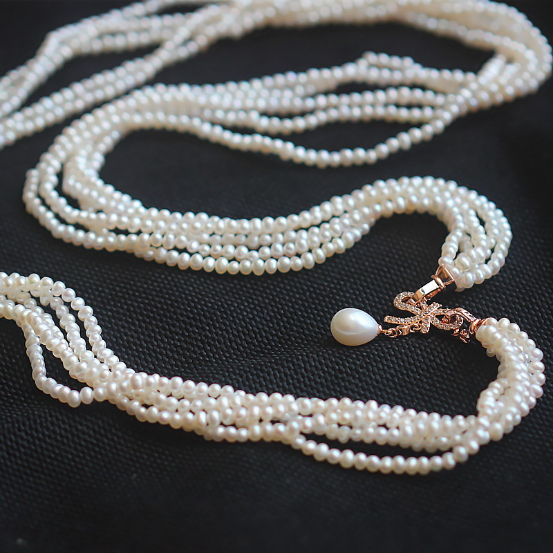  Fashion Micro small Round Freshwater Pearl Necklace(XL120030)