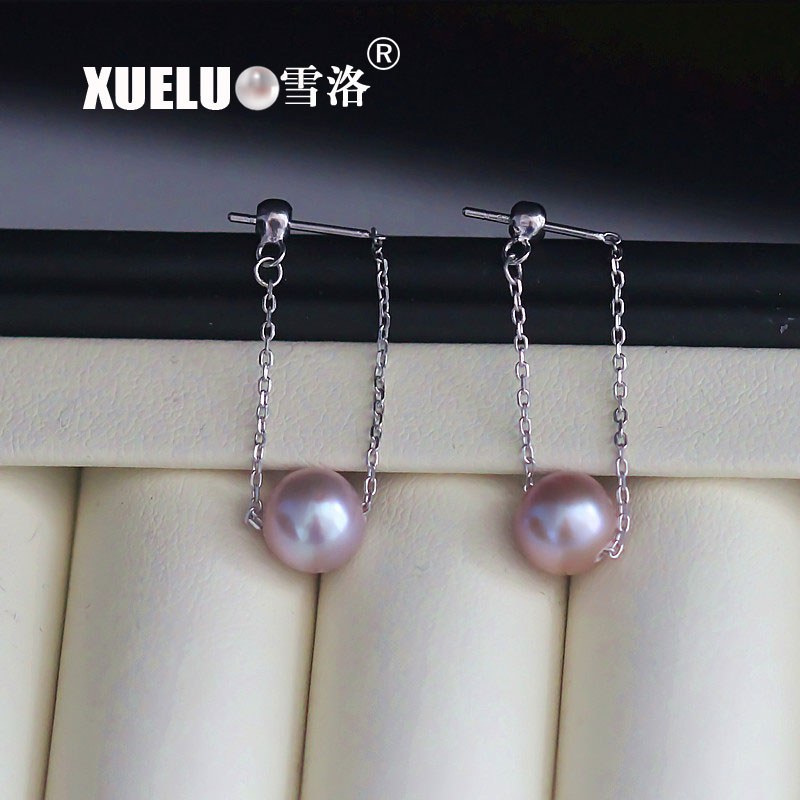 925 Sterling Silver Fashion Round Freshwater Drop Pearl Earrings (XL140132)
