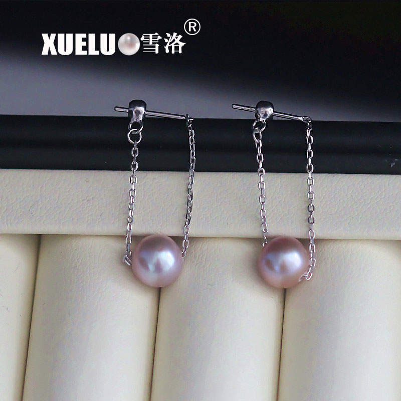 925 Sterling Silver Fashion Round Freshwater Drop Pearl Earrings (XL140132)