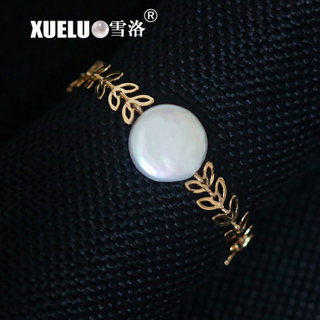 Fashion Real Natural Cultured Freshwater Coin Baroque Pearl Bracelet(XL150011)