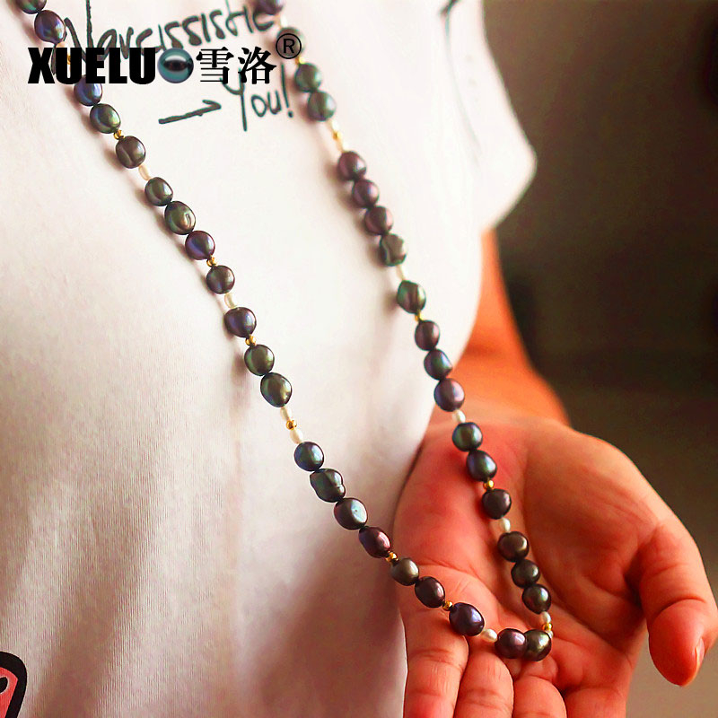 Longest Black Fashion Freshwater Pearl Necklace(XL120035)