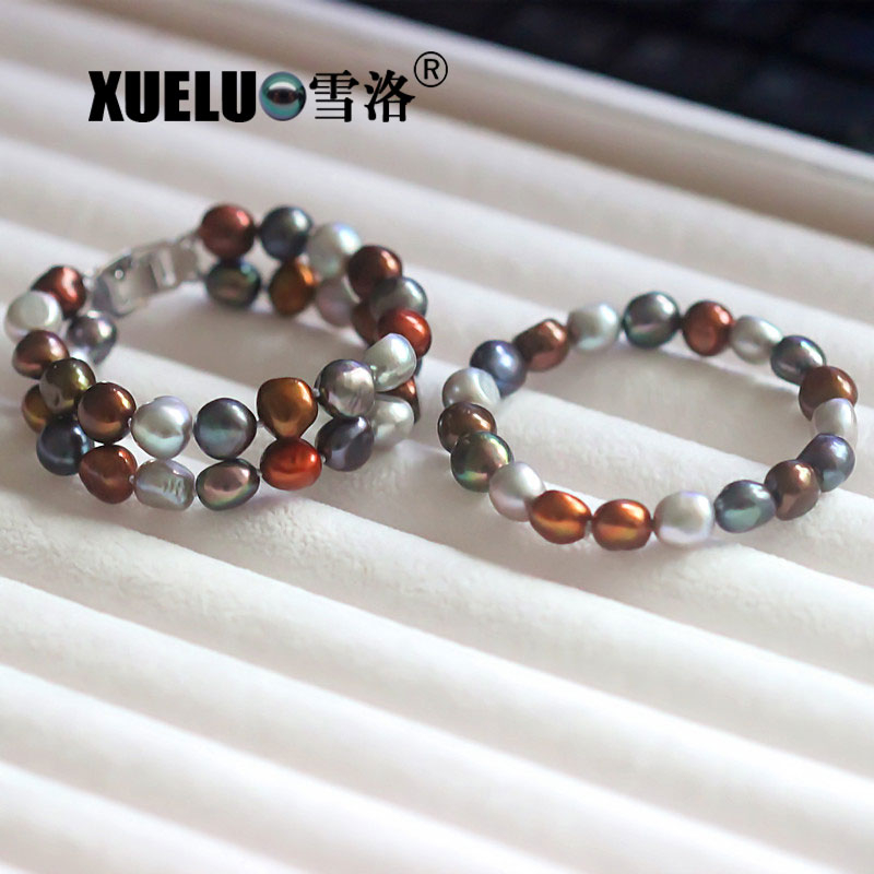Double Strands Baroque Chinese Cultured Freshwater Pearl Bracelet (XL150093)