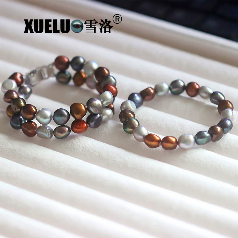 Double Strands Baroque Chinese Cultured Freshwater Pearl Bracelet (XL150093)