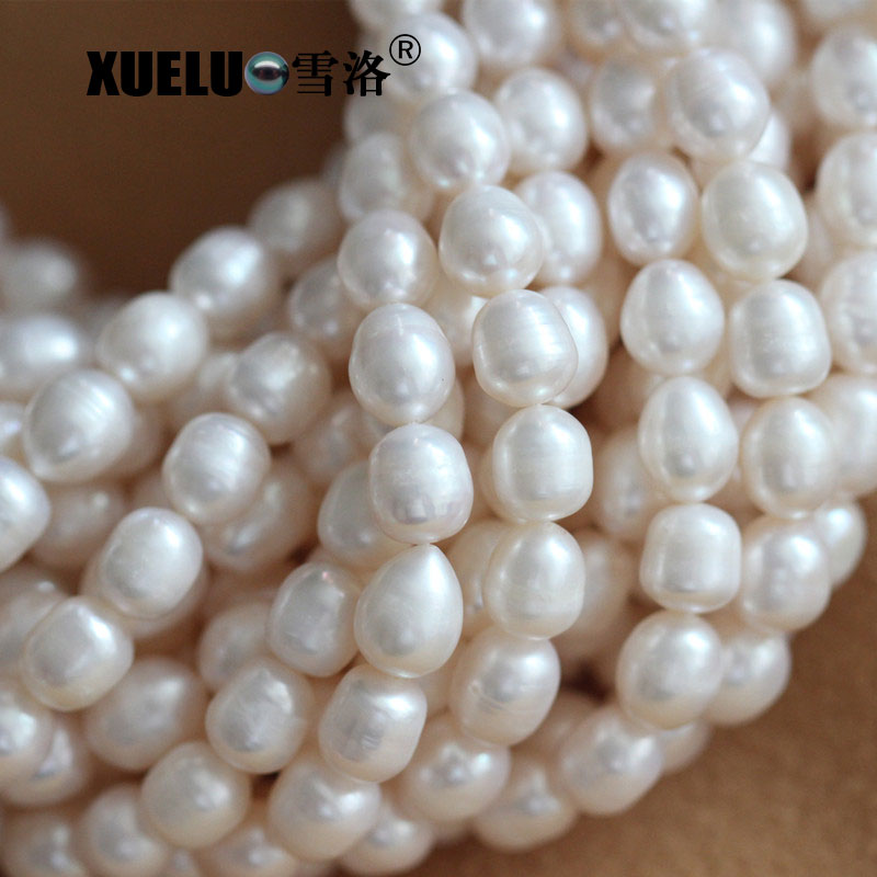 Cheap White Rice Shape Natural Cultured Freshwater Pearl Strings for Jewelry (XL180016)