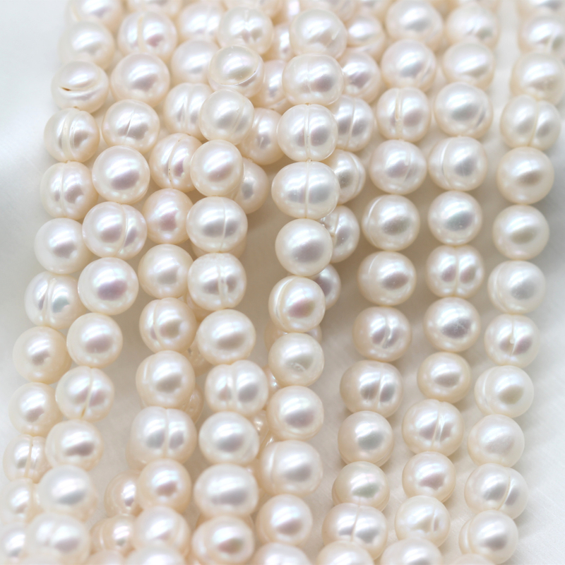 8-9mm Cheap Ringed Cultured Natural Freshwater Pearls Strings (XL180021)