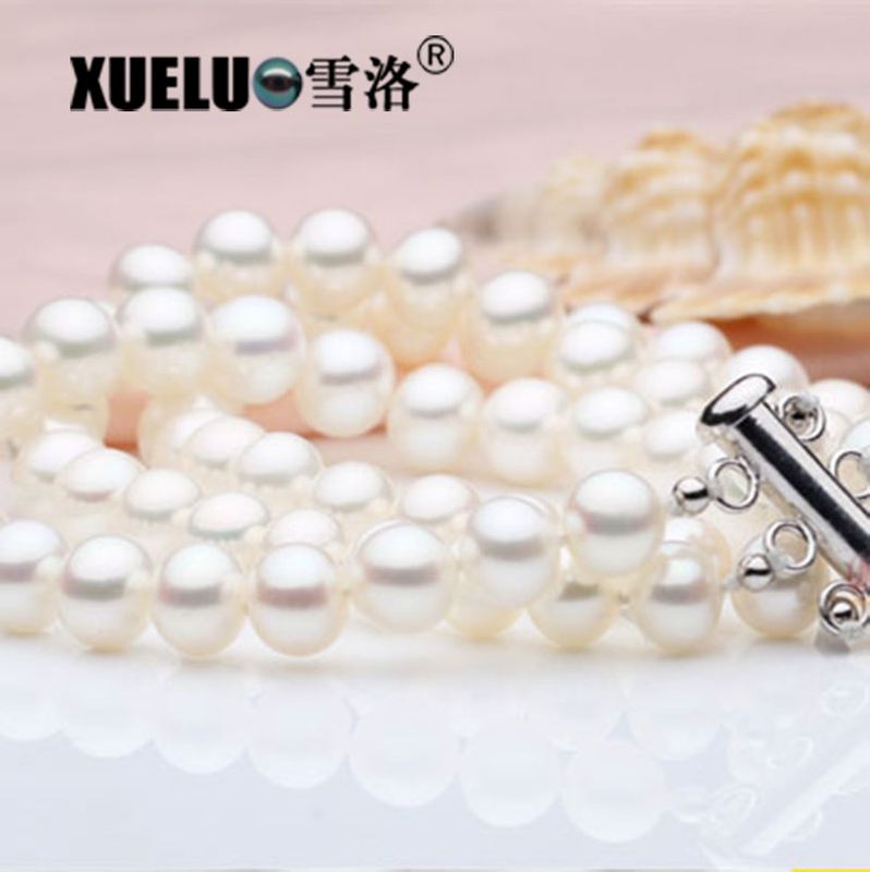 Fashion Nearly Round Natural Cultured Freshwater Pearl Bracelet Jewelry (XL150035)