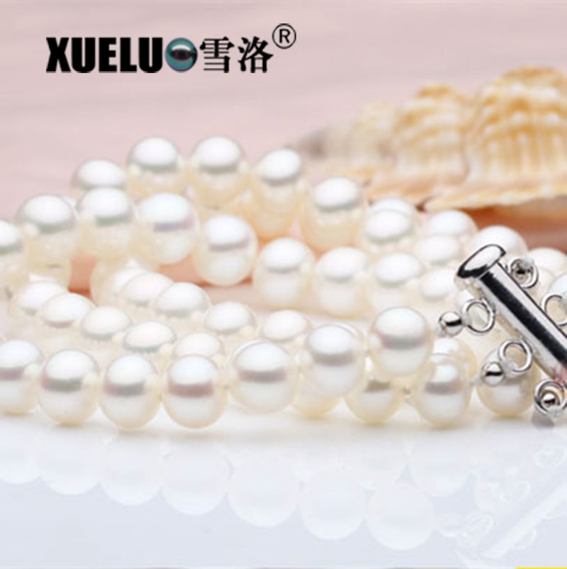 Fashion Nearly Round Natural Cultured Freshwater Pearl Bracelet Jewelry (XL150035)
