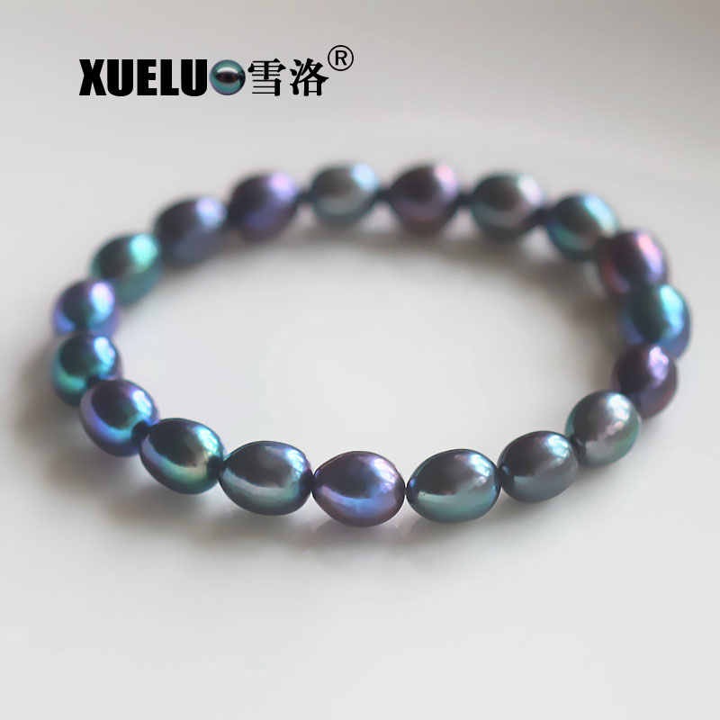 Fashion Jewelry Stretch Oval High Quality Cultured Fresh Water Pearl Bracelet (XL150116)
