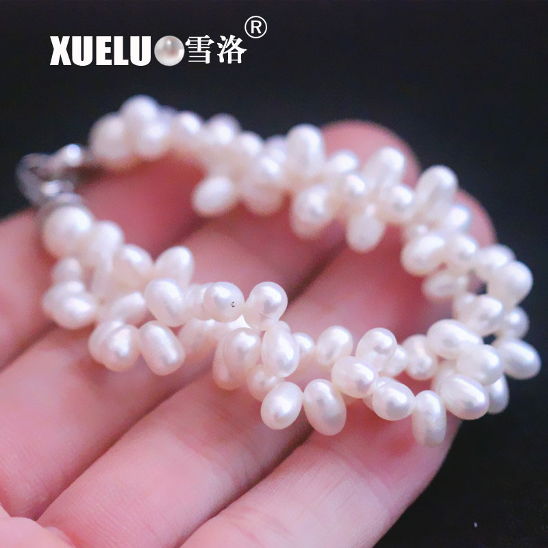 Fashion Double Strands Real Cultured Fresh Water Pearl Bracelet Jewelry(XL150128)