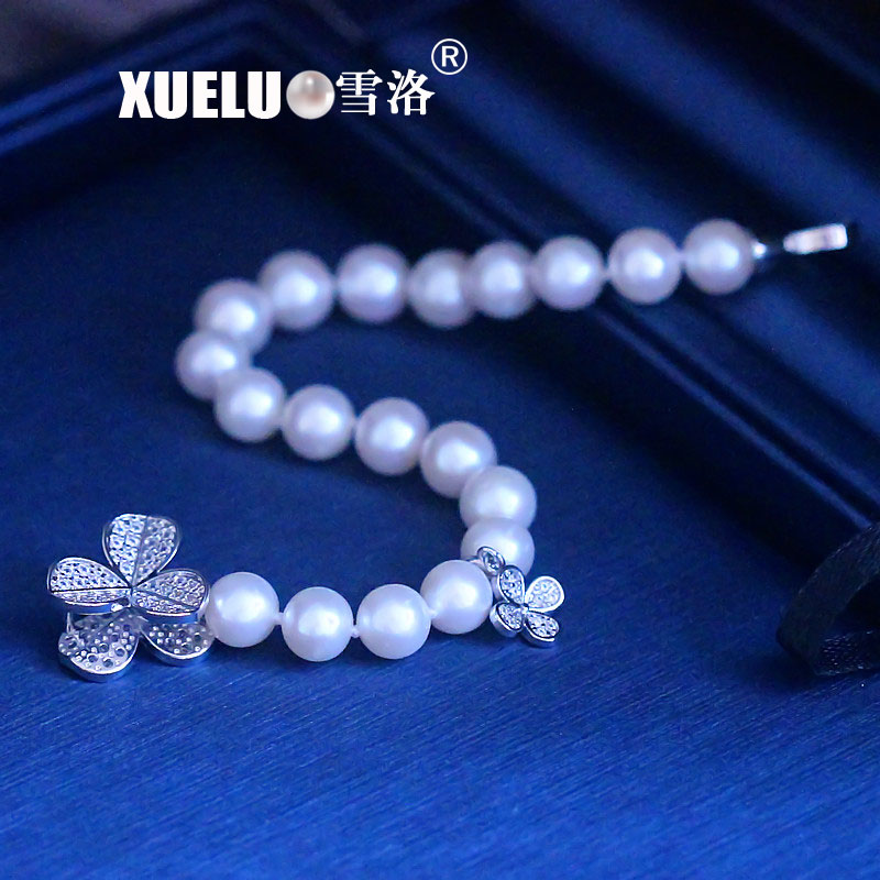 Fashion Pearl Jewelry Gorgeous Round Genuine Natural Cultured Freshwater Pearl Bracelet(XL150123)