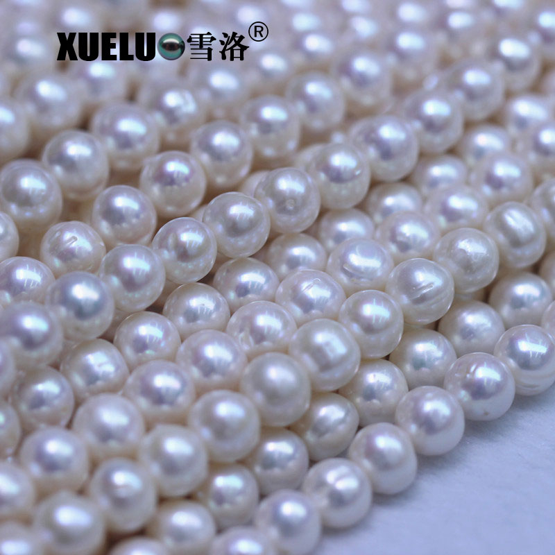 9-10mm White Round Normal Quality Natural Cultured Freshwater Pearl Strands (XL180102) 