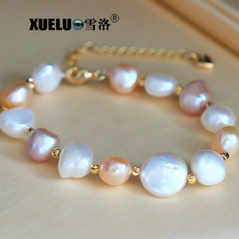 Fashion Natural Real Multicolor Baroque Chinese Cultured Freshwater Pearl Bracelet (XL150110)