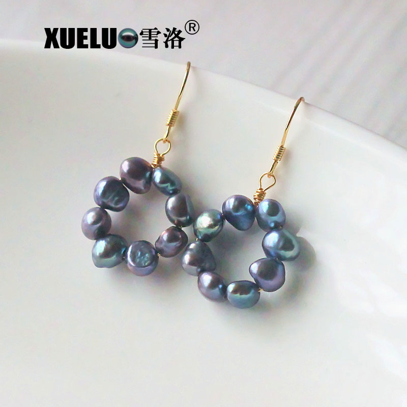 Fashion Genuine Baroque Chinese Cultured Freshwater Drop Pearl Earrings (XL140171)