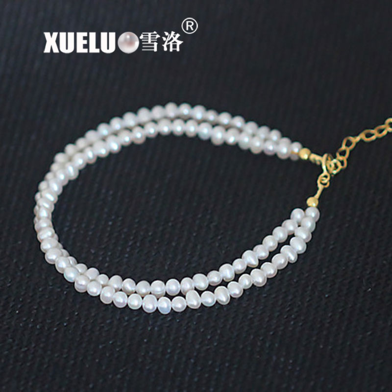 2 Strands Nearly Round Real Chinese Cultured Freshwater Pearl Bracelet (XL150096)