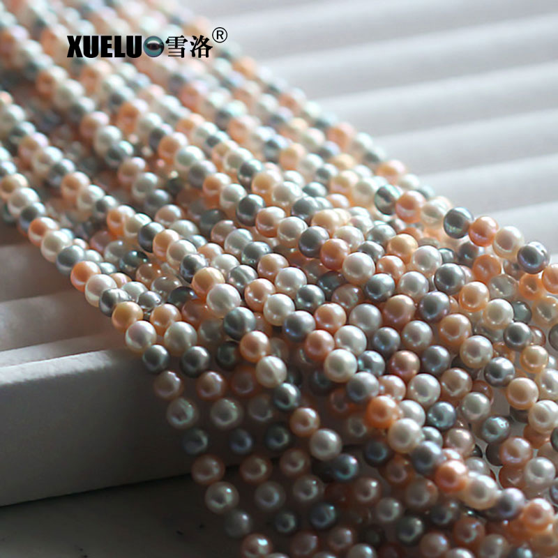 7-8mm Round Multicolor Real Natural Cultured Freshwater Pearl Strings (XL180107) 