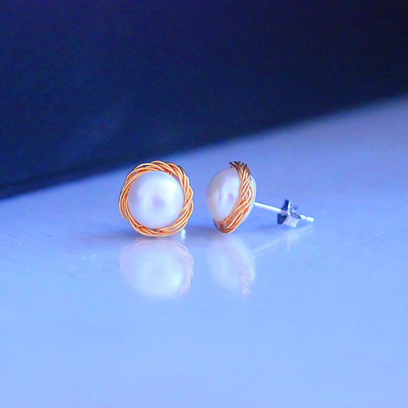 Fashion Pearl Jewelry Genuine Natural Cultrured Freshwater Pearl Stud Earrings(XL140158)