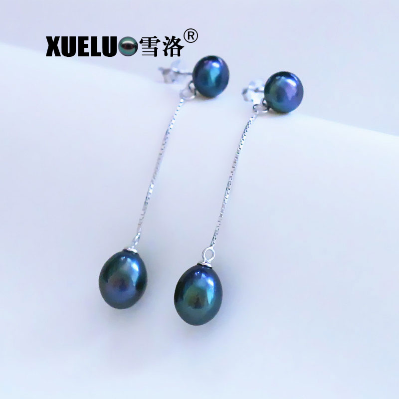 Jewelry Fashion Long Line Double Natural Genuine Cultured Freshwater Pearl Earrings (XL140150)