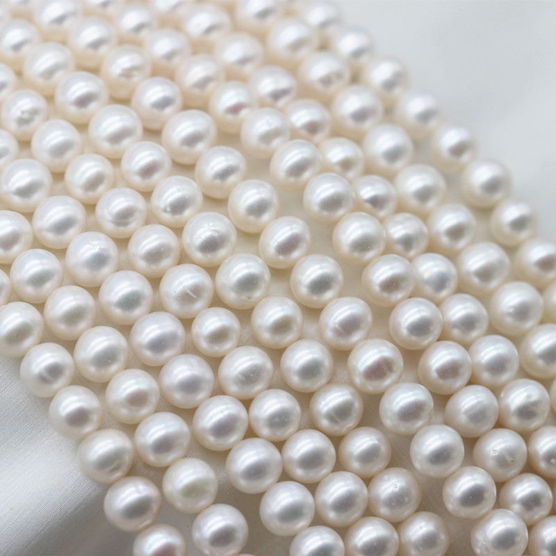 7-8mm Round Real Natural Cultured Freshwater Pearl Strings Wholesale (XL180113) 