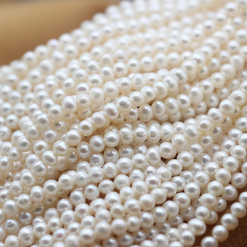 5-6mm Potato Round Genuine Natural Cultured Freshwater Pearl Strings (XL180116) 