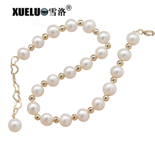 5-6mm Perfect Round Natural Genuine Cultured Fresh Water Pearl Bracelet(XL150138)