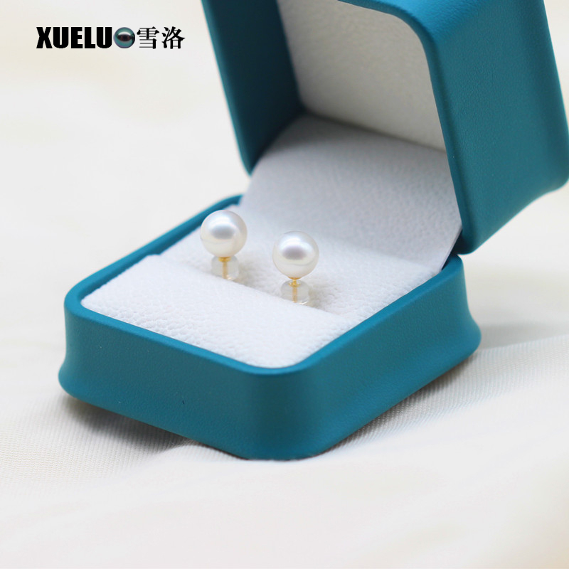 Round Ak Chinese Cultured Freshwater Pearl Stud Earrings (XL140202)