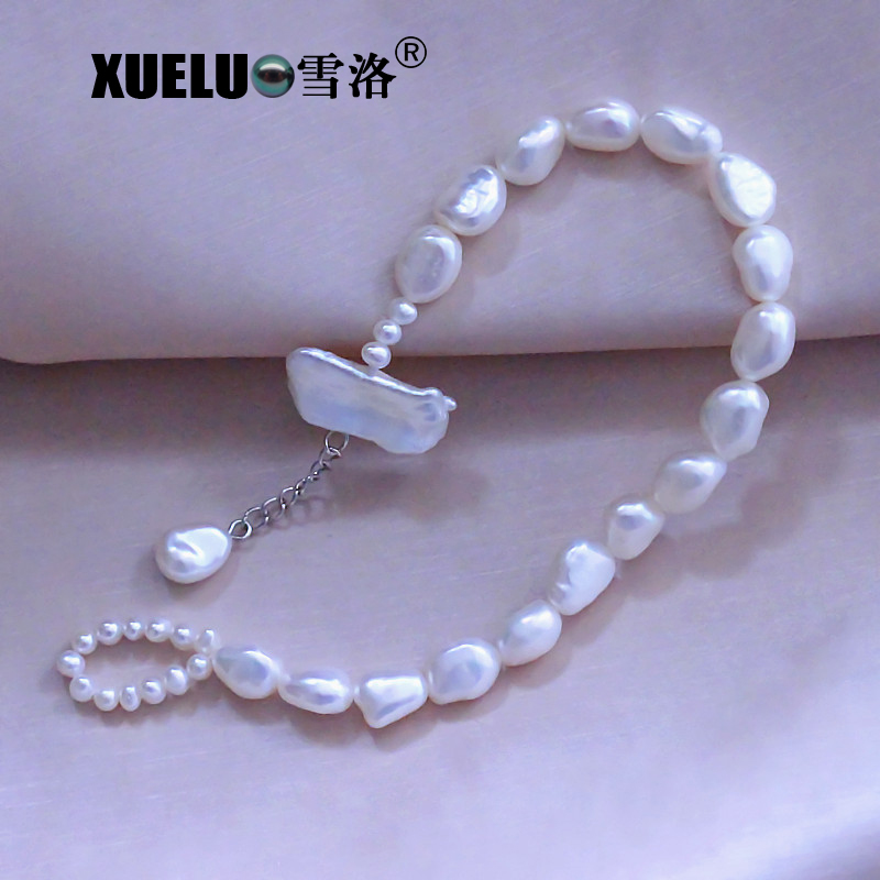 Fashion Gorgeous Baroque Natural Real Cultured Freshwater Pearl Bracelet Jewelry(XL150133)