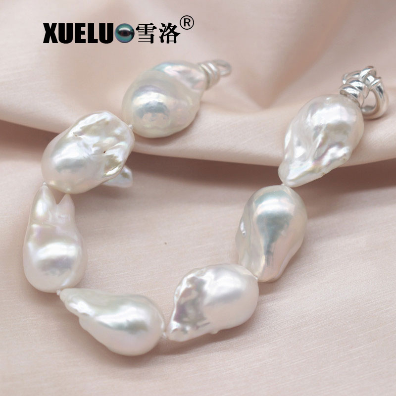 Large Nucleated Natural Cultured Freshwater Baroque Pearl Bracelet(XL150134)