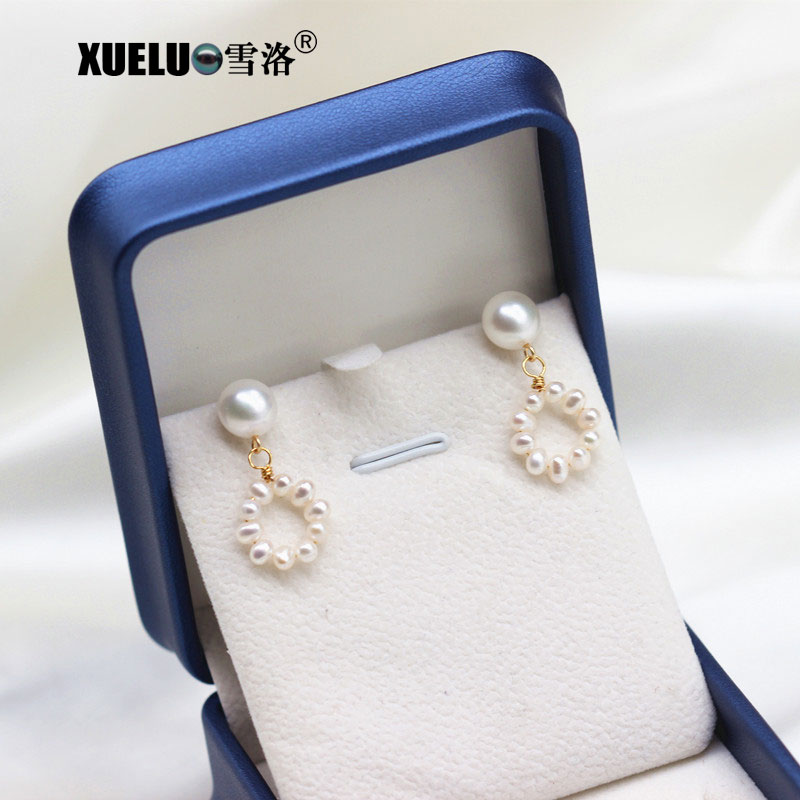 Fashion Potato Round Chinese Cultured Freshwater Pearl Stud Earrings (XL140197)