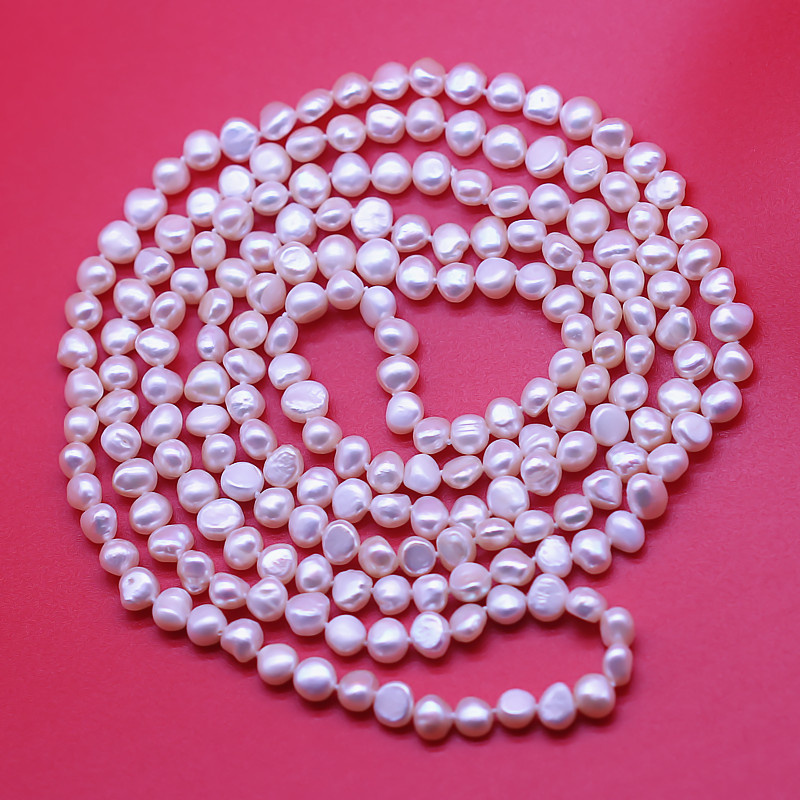 7-8mm Long Baroque White Freshwater Pearl Necklace(XL120069)