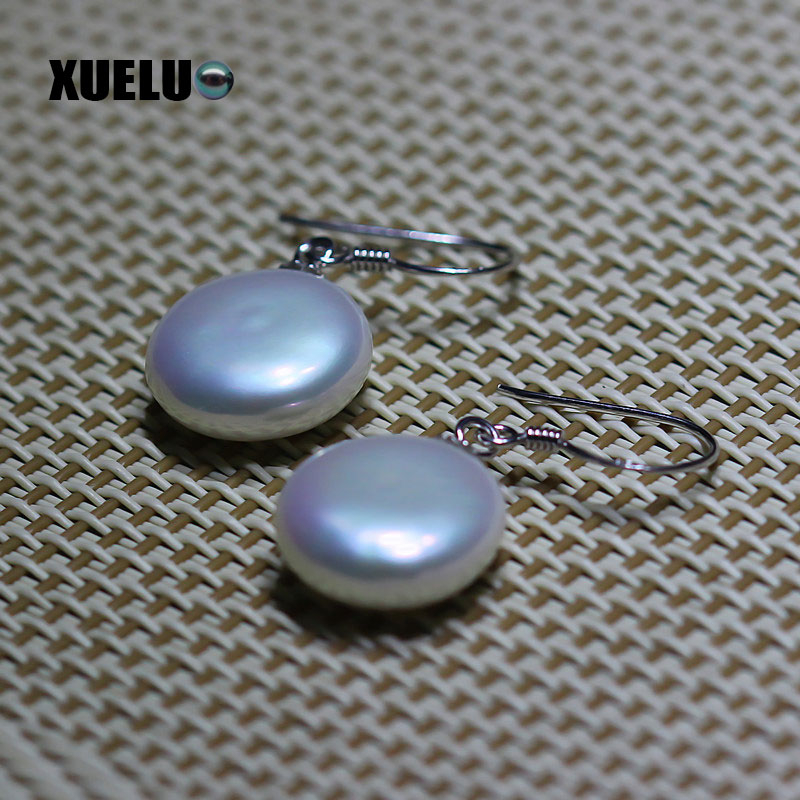 13-14mm Coin Baroque Natural Cultured Freshwater Pearl Earrings (XL140015)