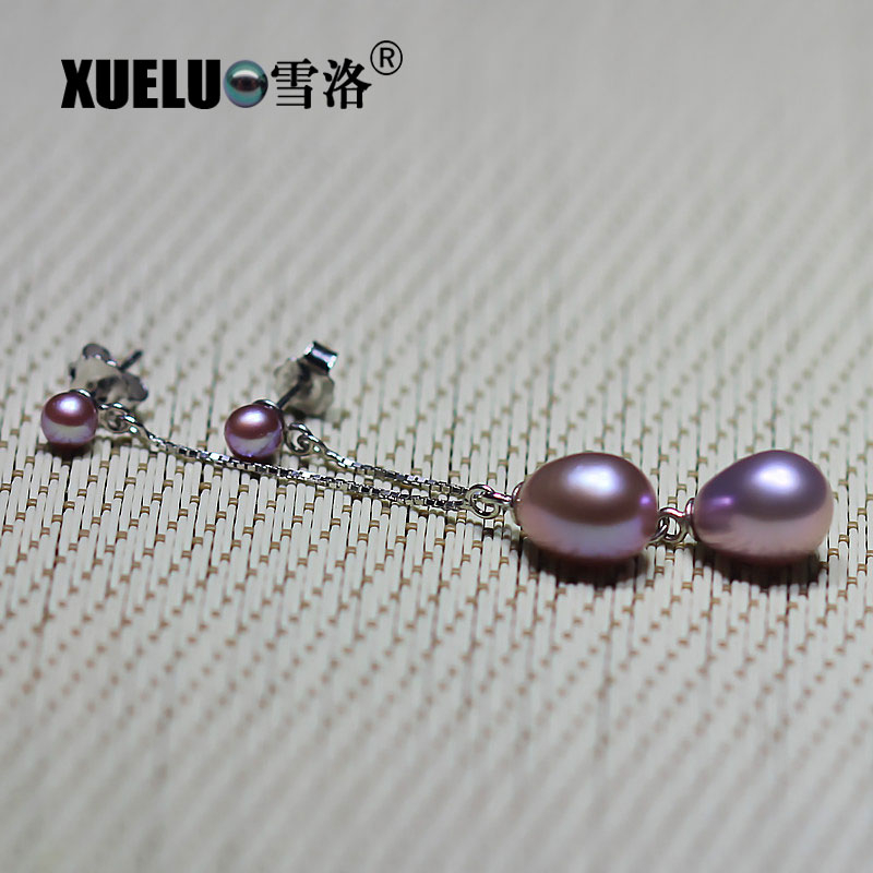 Fashion Double Pearls Natural Cultured Freshwater Pearl Earrings (XL140035)