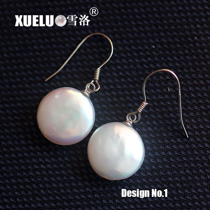 Fashion Coin Baroque Natural Cultured Freshwater Pearl Earrings (XL140064)
