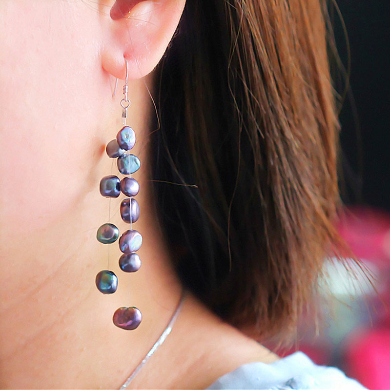 Fashion Tassel Baroque Cultured Freshwater Pearl Earrings (XL140116)