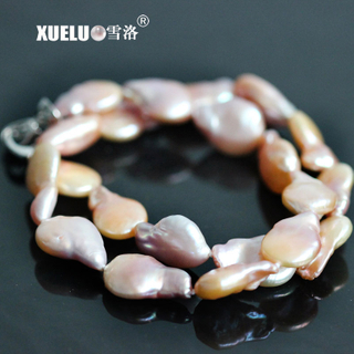 12-13mm AAA Quality Coin Baroque Freshwater Pearl Necklace（XL120094）