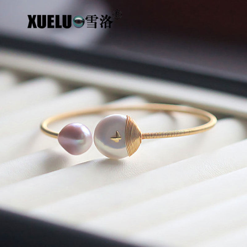 14K Gold Plated Fashionable Baroque Chinese Cultured Freshwater Pearl Bracelet (XL150100)