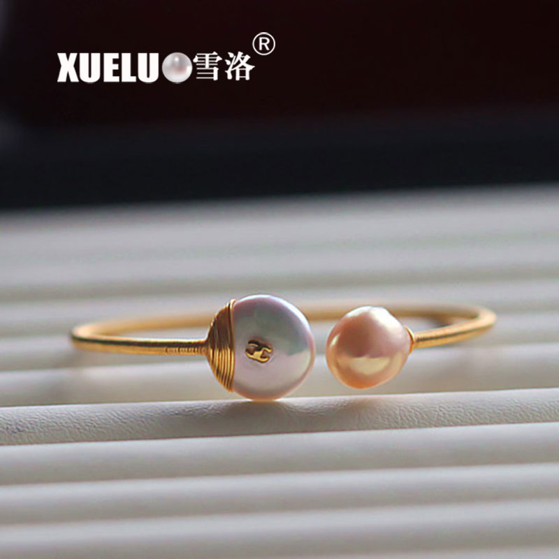 14K Gold Plated Fashion Baroque Chinese Cultured Freshwater Pearl Bracelet (XL150102)