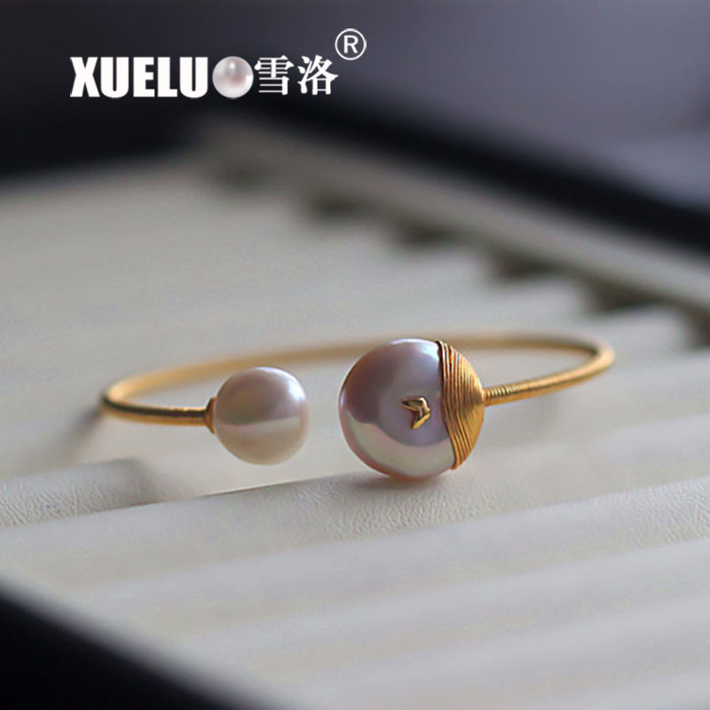 14K Gold Plated Fashion White Chinese Cultured Freshwater Pearl Bracelet (XL150101)
