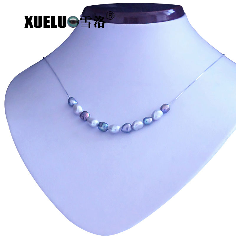 Sterling Silver Jewelry Natural Baroque Cultured Freshwater Pearl Necklace (XL120062)