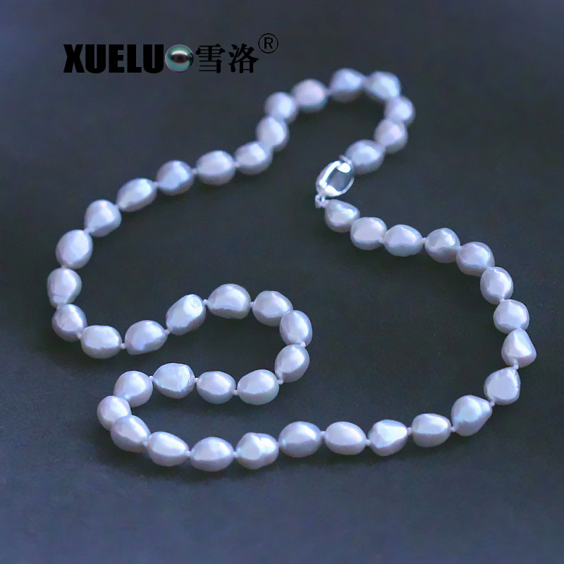 Light Grey Baroque Natural Cultured Freshwater Pearl Choker Necklace (XL120061)