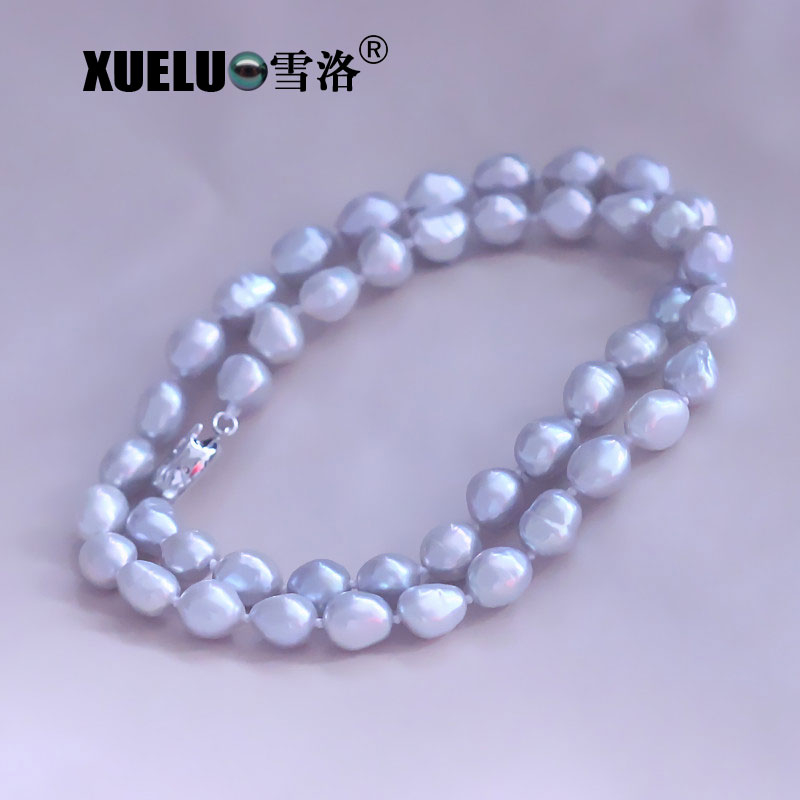 Light Grey Baroque Natural Cultured Freshwater Pearl Choker Necklace (XL120061)
