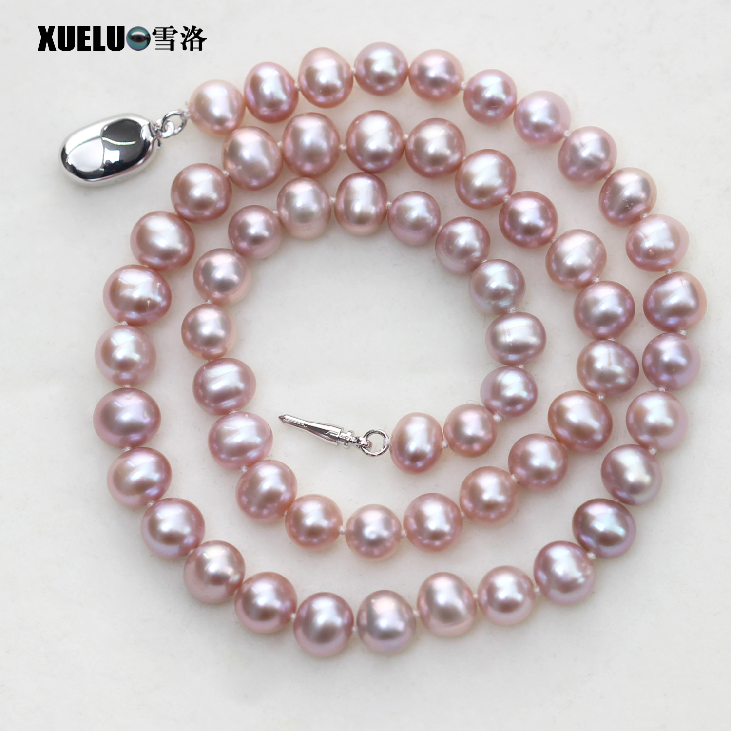 925 Sterling Silver Fashion Lavender Freshwater Pearl Necklace (XL120104)