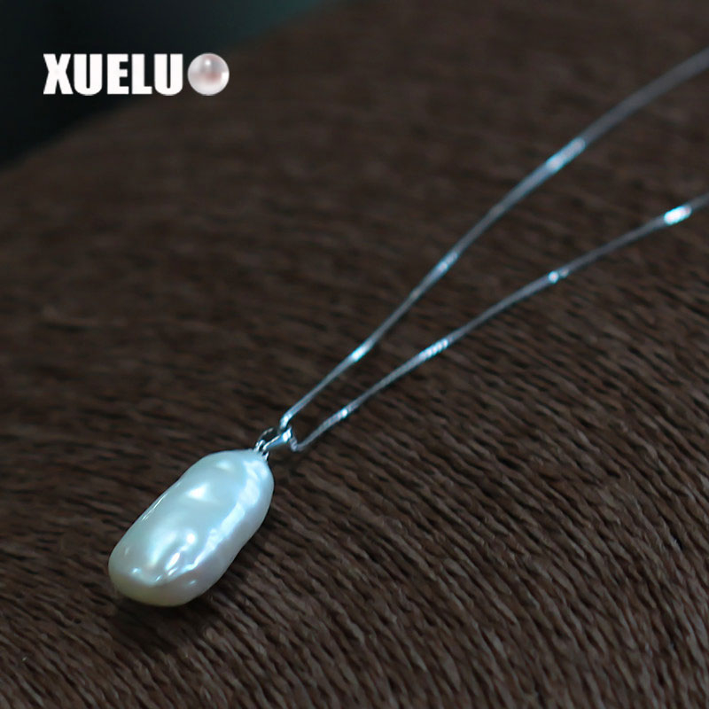 925 Sterling Silver Baroque Pink Freshwater Pearl Necklace（XL120008)