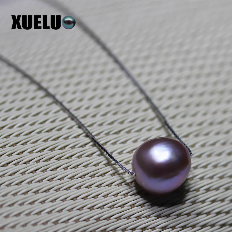 925 Sterling Silver Lavender Baroque Lucky Bead Necklace（XL120009)