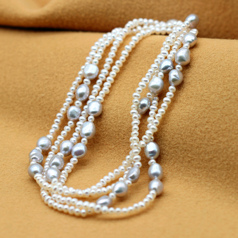 Fashion Long Mixed Color Freshwater Pearl Necklace(XL120022)