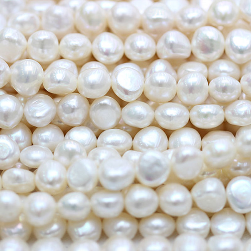 AAA High Quality Natural Nugget Baroque White Cultured Freshwater Pearl Strings (XL190019)