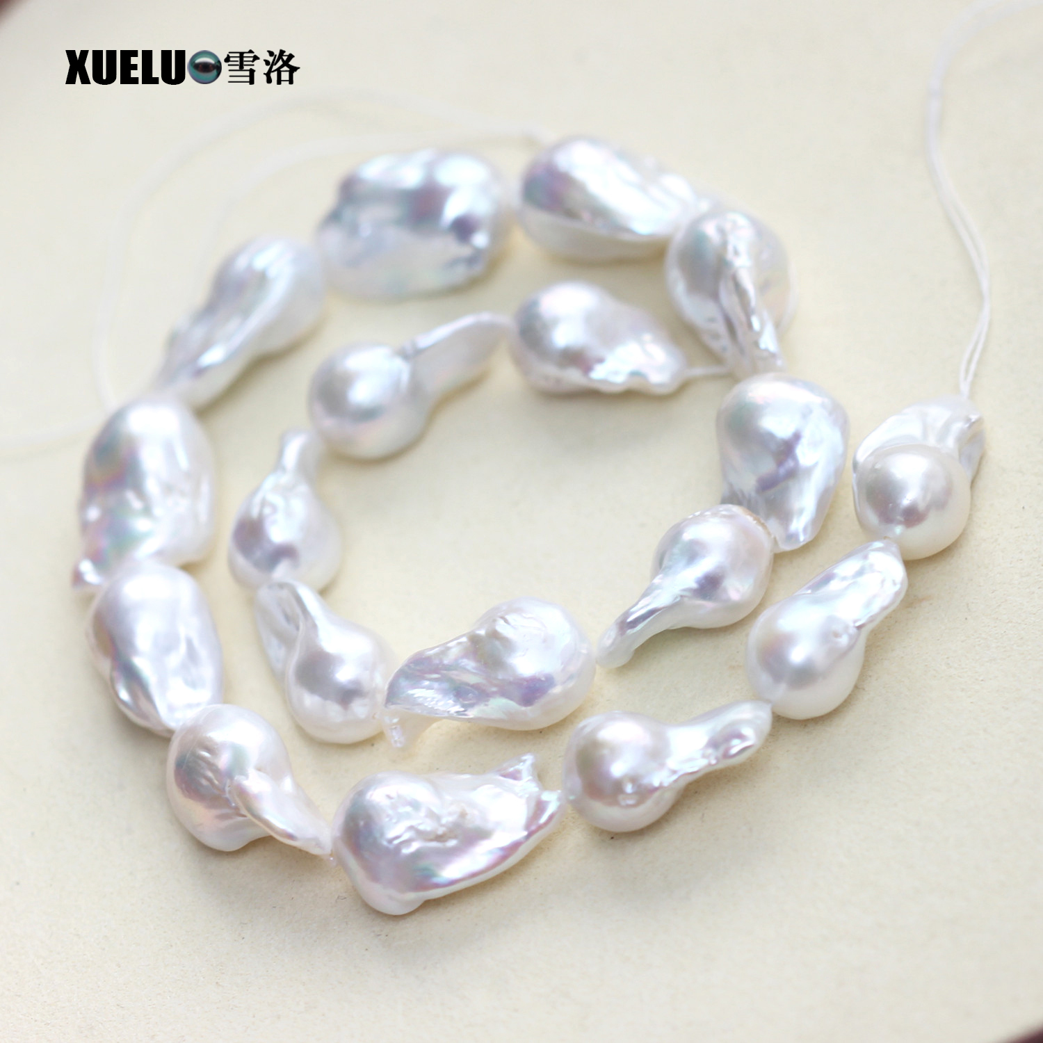 13-15mm Large Nucleated Baroque Natural Genuine Freshwater Pearl Strings, AAA Quality (XL190033)