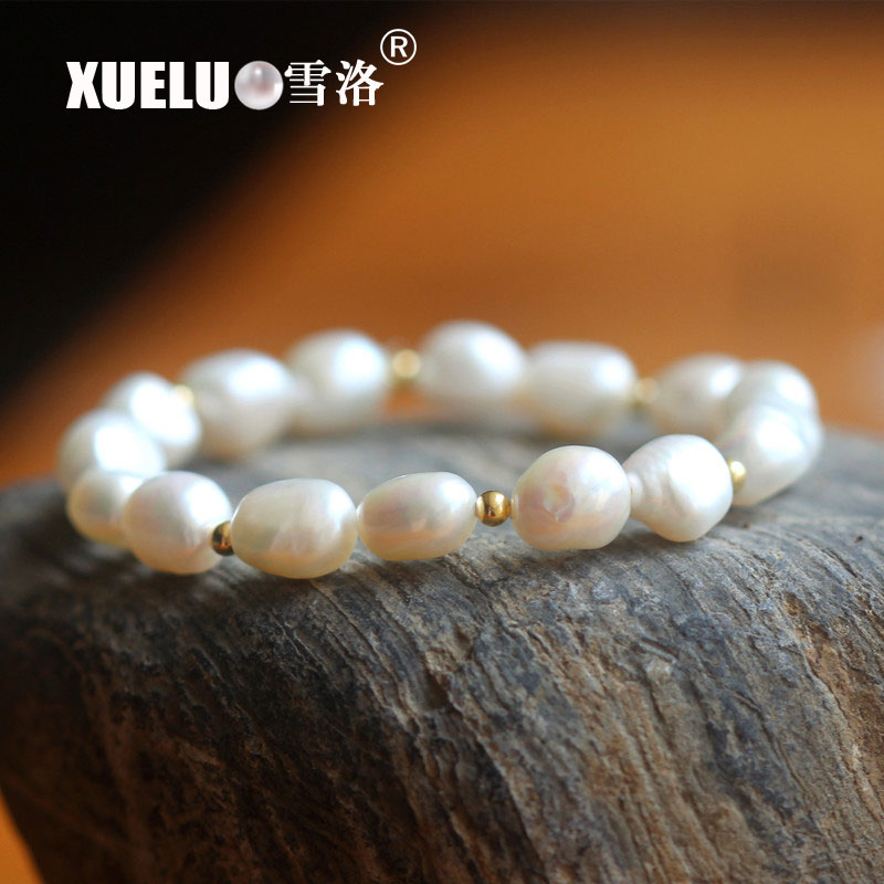 Fashion Elastic Real Natural Cultured Baroque Freshwater Pearl Bracelet(XL150008)