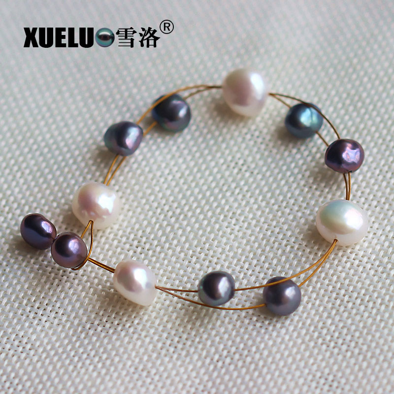 Fashion Multicolor Real Natural Cultured Freshwater Baroque Pearl Bracelet(XL150012)