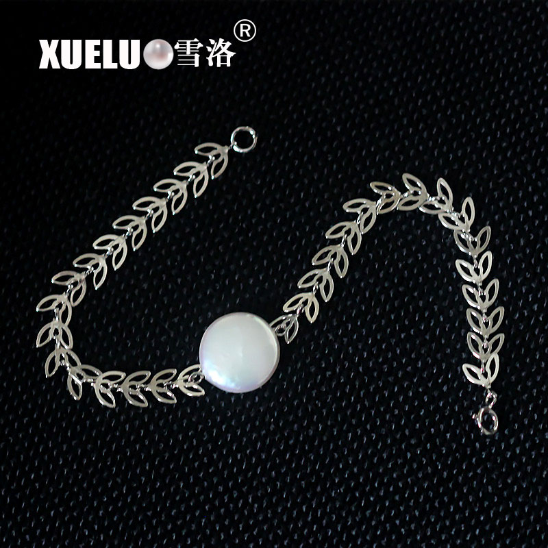 Fashion Real Natural Cultured Freshwater Coin Baroque Pearl Bracelet(XL150011)