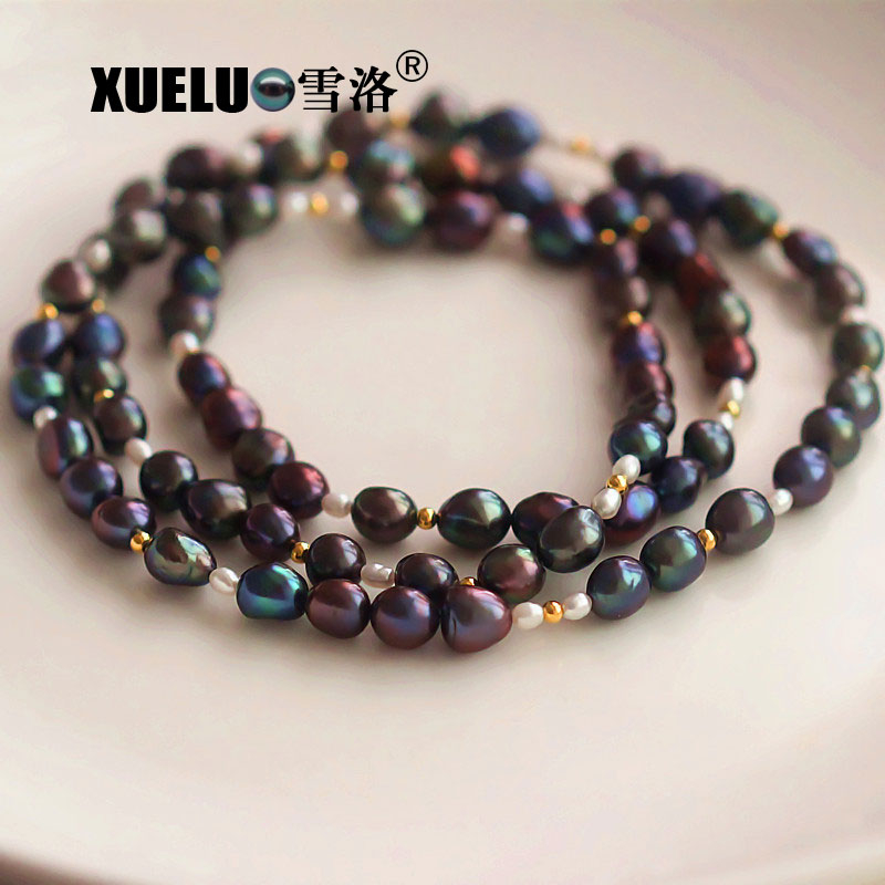 Longest Black Fashion Freshwater Pearl Necklace(XL120035)